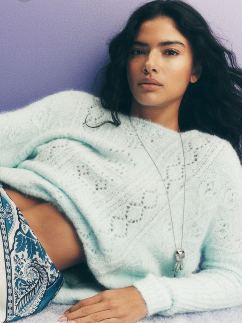 NWT Anthropologie Mint Blue Pointelle Sweater Crew Neck Long Sleeved Small Soft - Picture 2 of 7